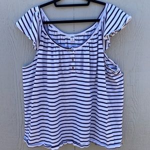 Blue and White Old Navy Off the Shoulder Top